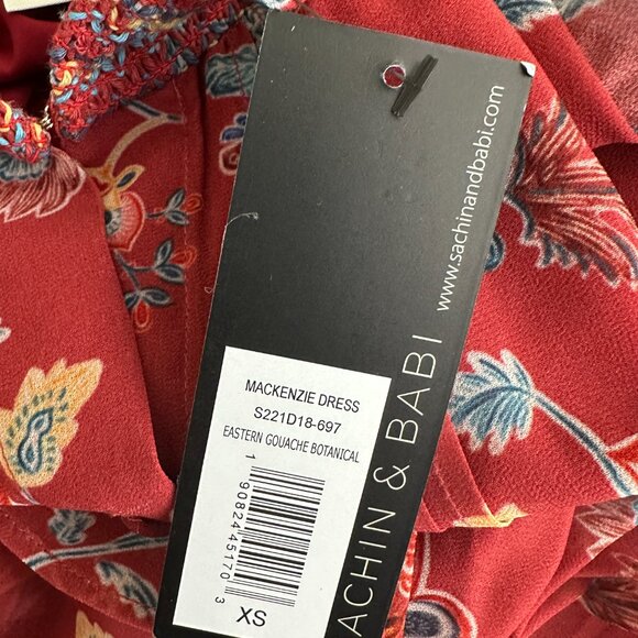 NWT SACHIN + BABI Mackenzie Dress Eastern Gouache Botanical Mini Casual Flowy S - Picture 12 of 14